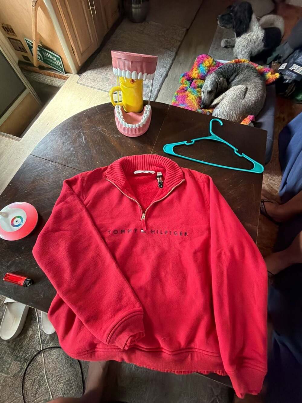 Tommy Hilfiger Quarter Zip Sweatshirt Size XXL Red Embroidered Logo